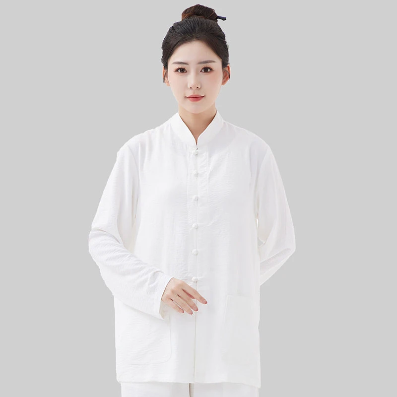 **Unisex Ice Silk Crinkle Tai Chi Base Layer - StretchyTie-up Innerwear with Open Sleeves**