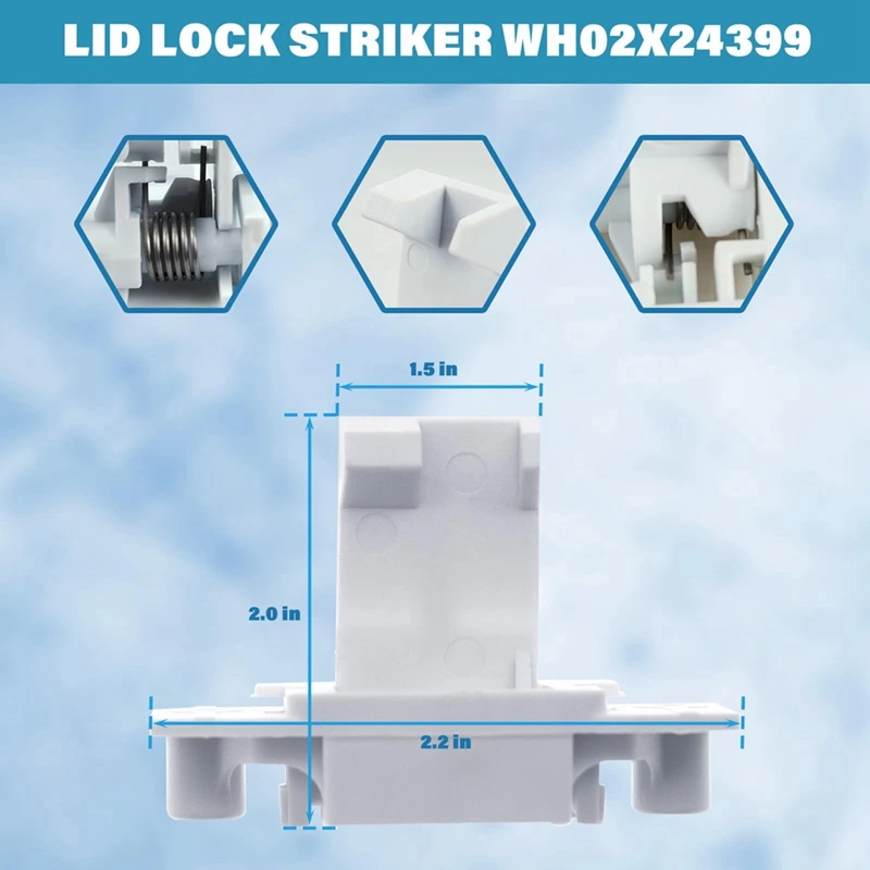 ABRE-WH02X24399 غطاء الغسالة قفل سترايك و WH01X24381 غطاء الغسالة قفل الحافة لـ GE وHotpoint Top Washer