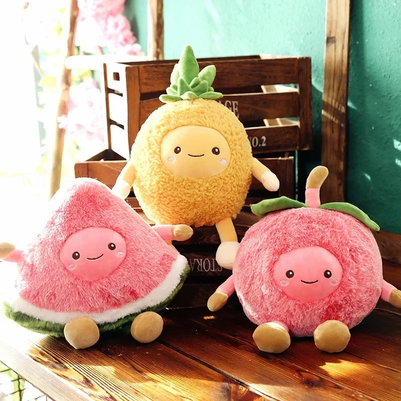 Cute Pink Watermelon Pineapple Apple fruit food Anti-stress soft creative pillow cushion plush doll girl hobby Children toy gift