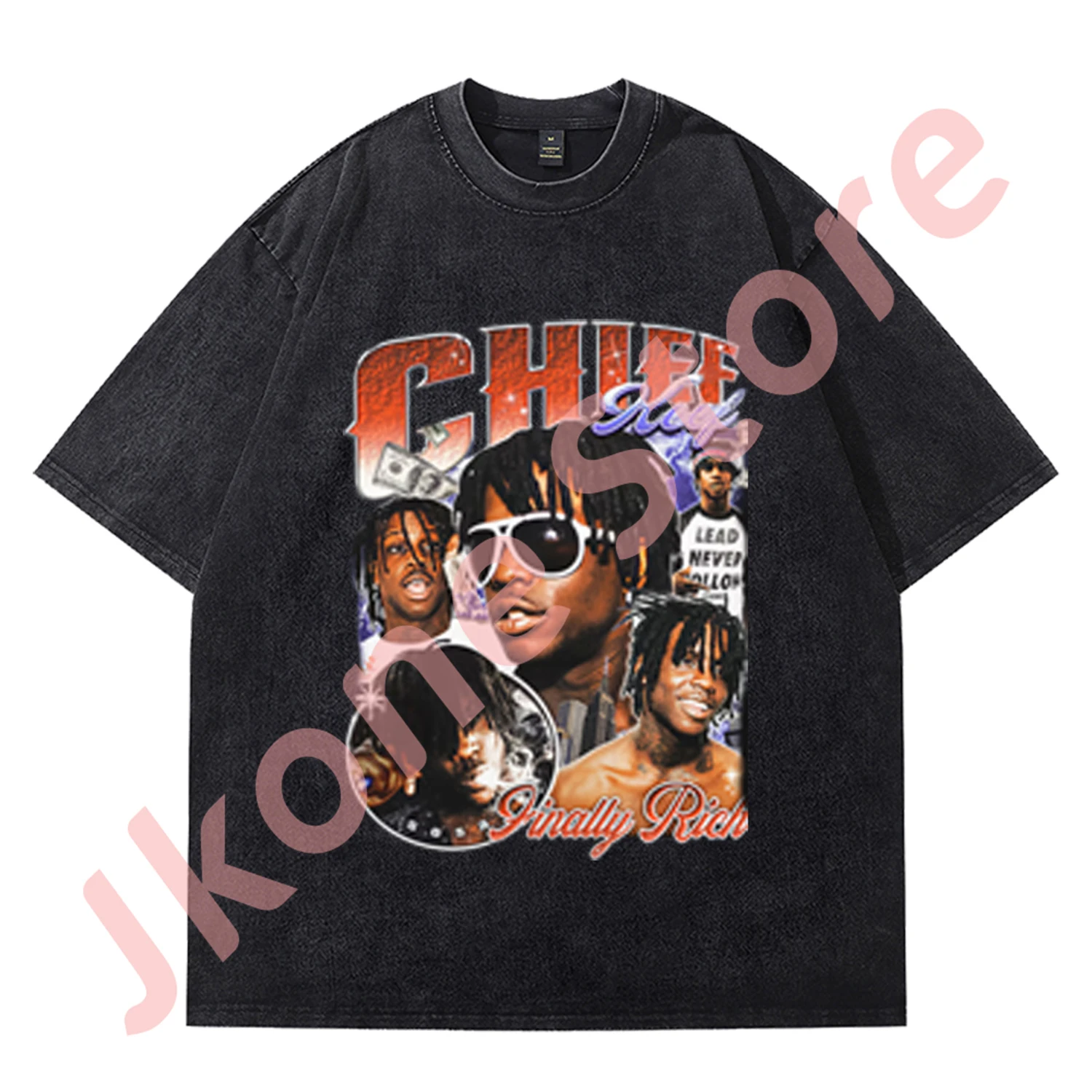 

Chief Keef Vintage Wash T-shirts Tour New Logo Merch Tee Summer Women Men Fashion Streetwear Short Sleeve