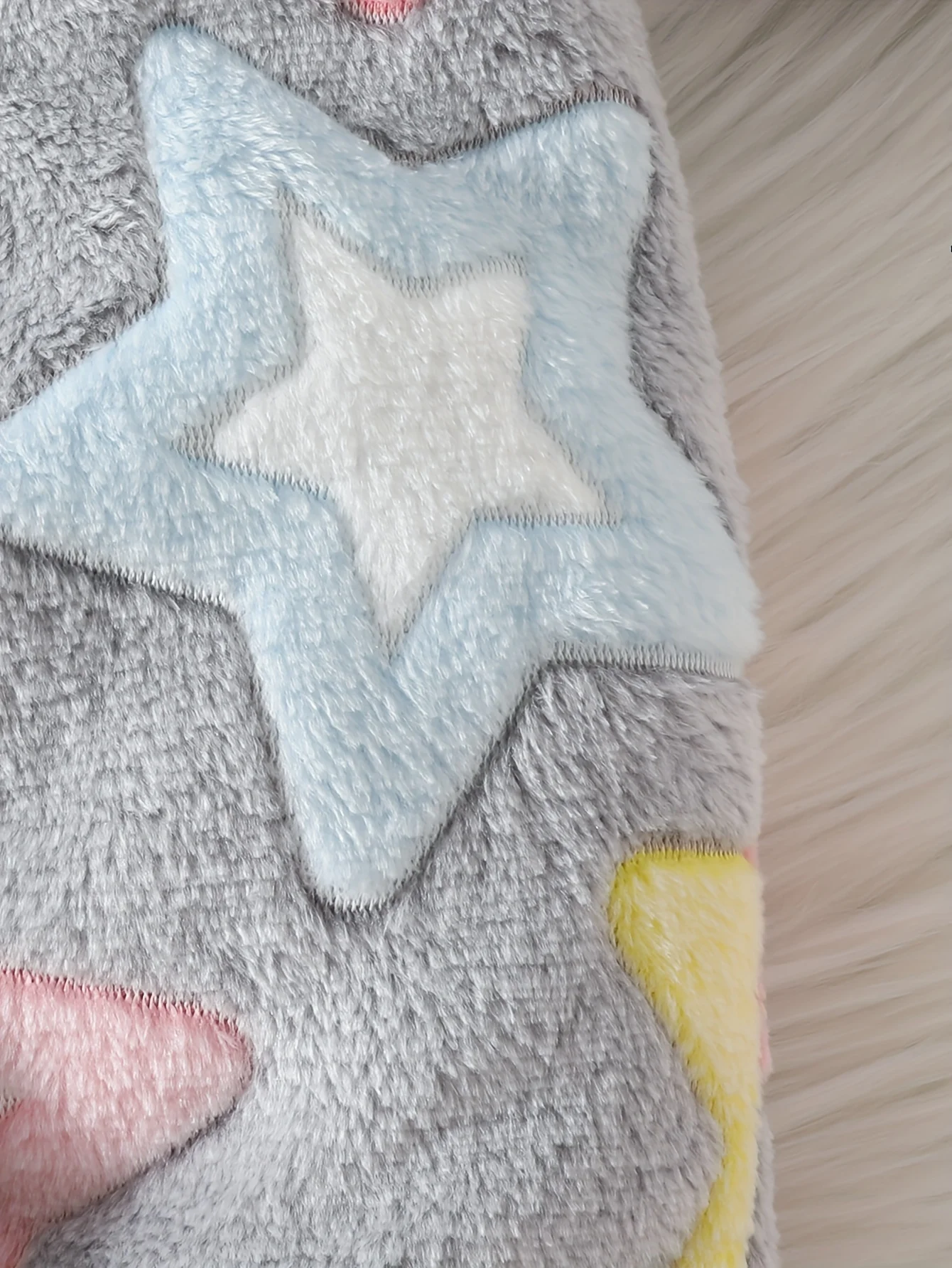 Cute stars autumn and winter furry warm children\'s crawling suit baby plush cute pattern crawling suit