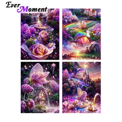 Ever Moment Diamond Painting 1 Crystal Drill Added Kits Floral Square Resin Drill Handmade Decoration Diamond Embroidery ASF2766