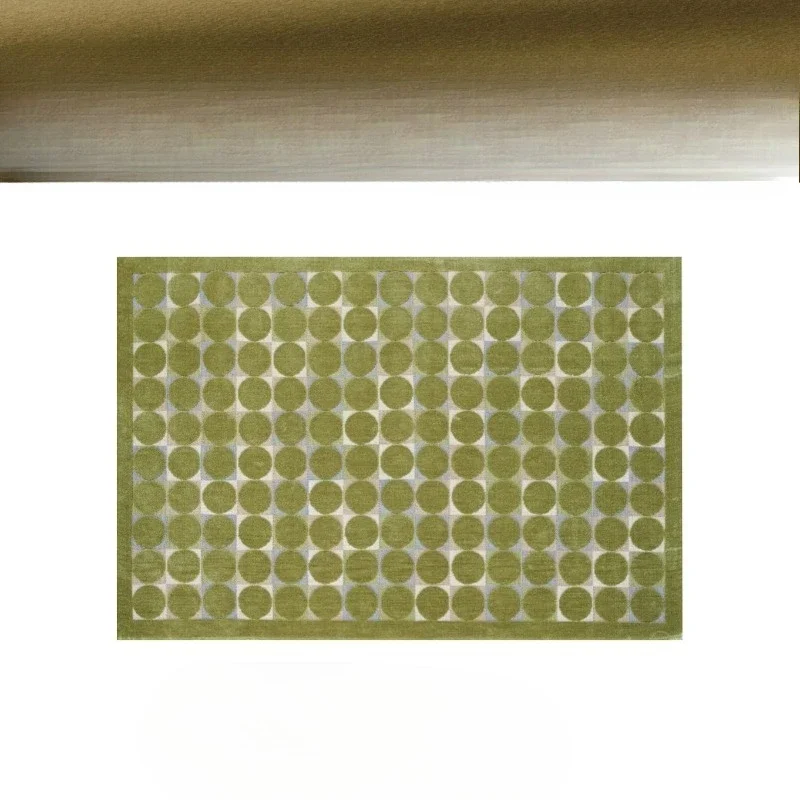 Green Carpet Living Room Bedroom, Contrasting Geometric Color Household Carpet