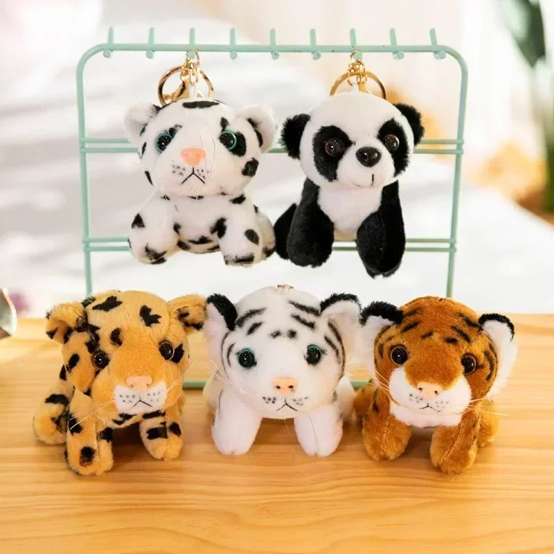 Simulation Tiger Doll Pendant Plush Toy Cute Cute Small Size Mini Siberian Tiger Doll Rag Doll Car Key Pendant