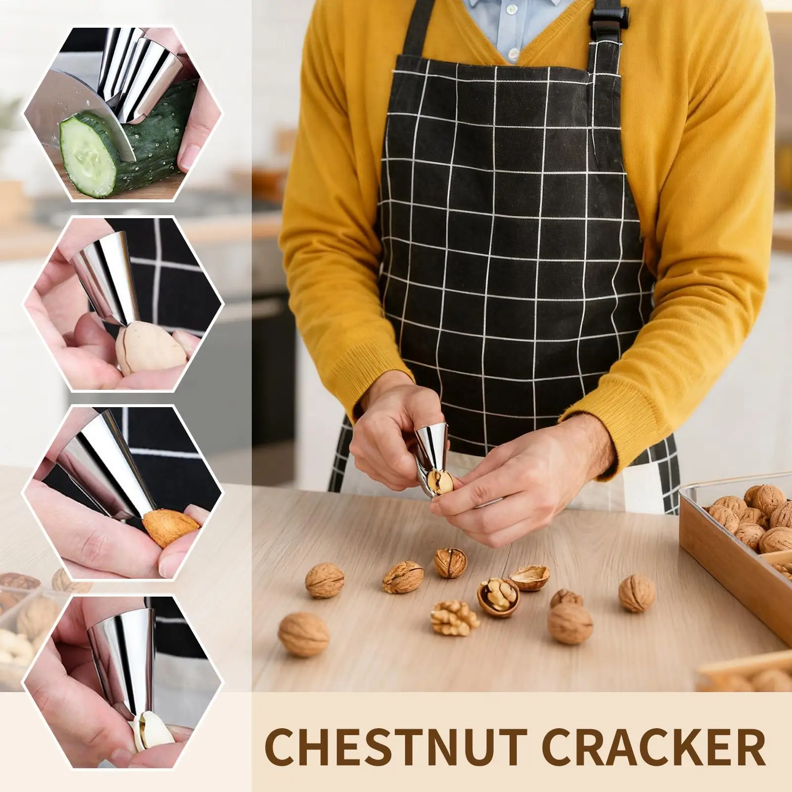 

Инструмент для очистки каштанов, противоскользящий крекер для грецких орехов, Щелкунчик, открывалка для каштанов для кухни, дома, общежития, отеля, ресторана, квартиры