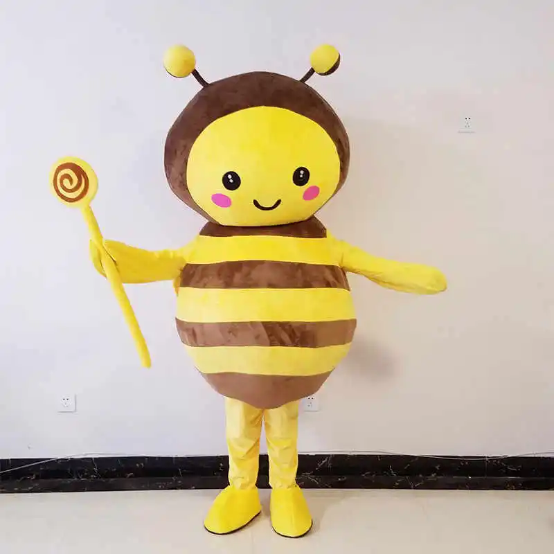 Bee Mascotte Cosplay Kostuum Pluche Cartoon Volwassen Fancy Dress Halloween Reclame Carnaval Party Suits Wandelprestaties Props