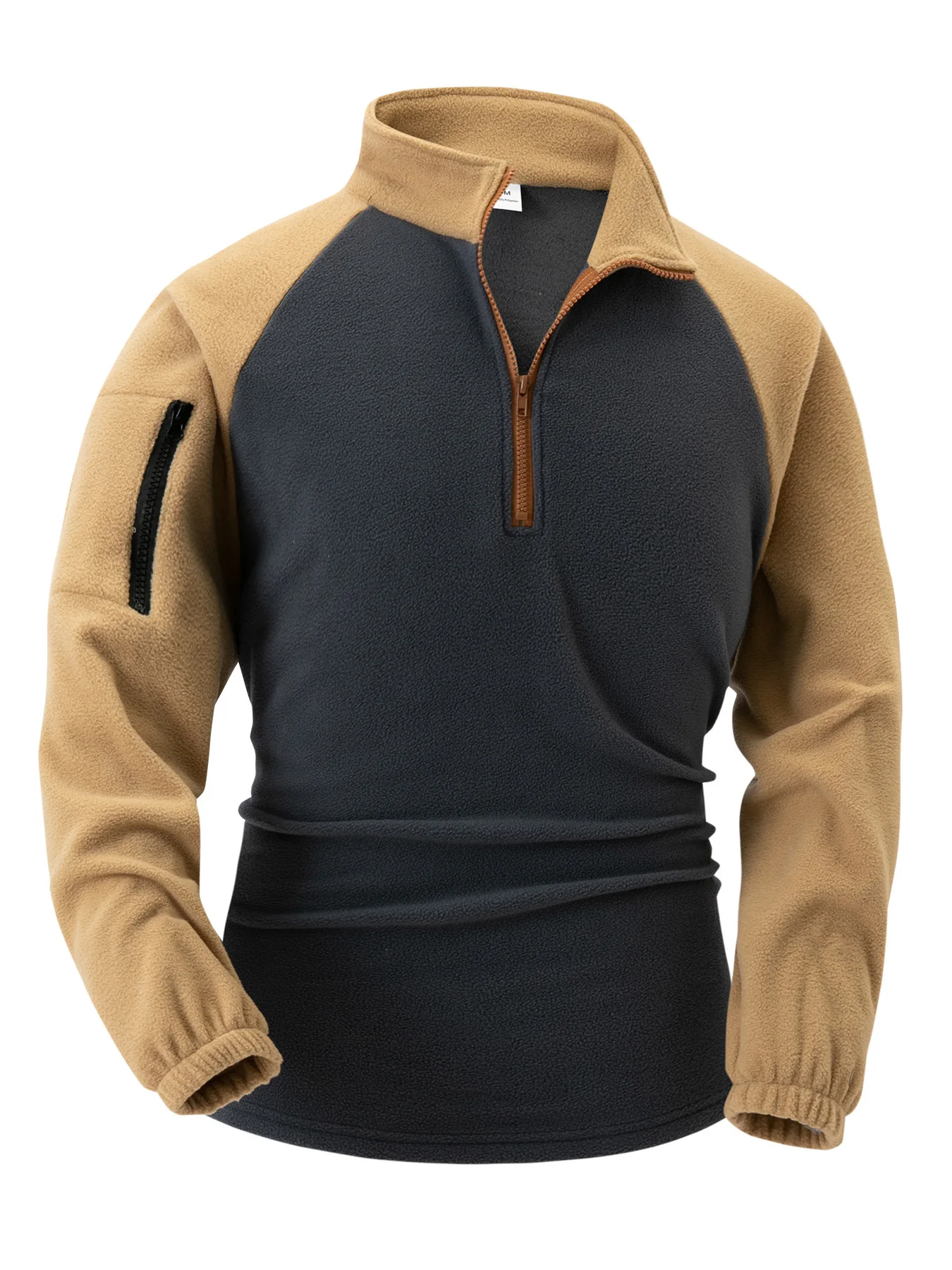 Autumn/Winter Men's Outdoor splicing Leisure Zipper Stand up Neck Loose Sports Trend Top