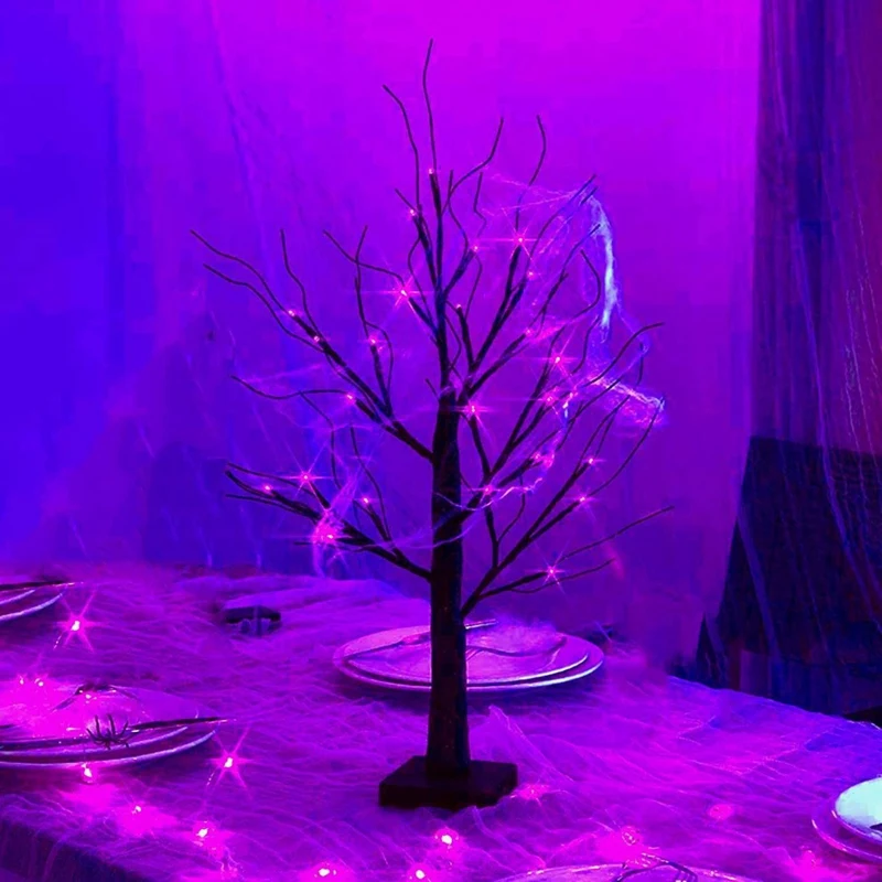 1 Piece Halloween Tree Lights LED Purple Tree Lights Home Decor Mood Tree Lights For Garden Outside Party Room Decorations