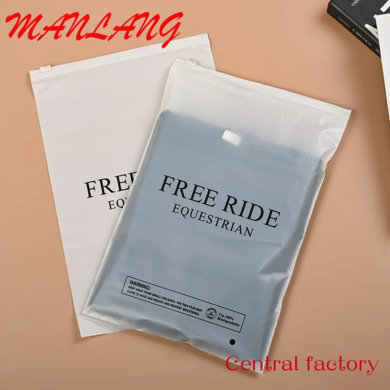 Custom  Resealable Zipper Bags Custom Printed Eco Friendly Biodegradable Frosted Pvc Plastic Packaging Clothing Zip Lock Bag