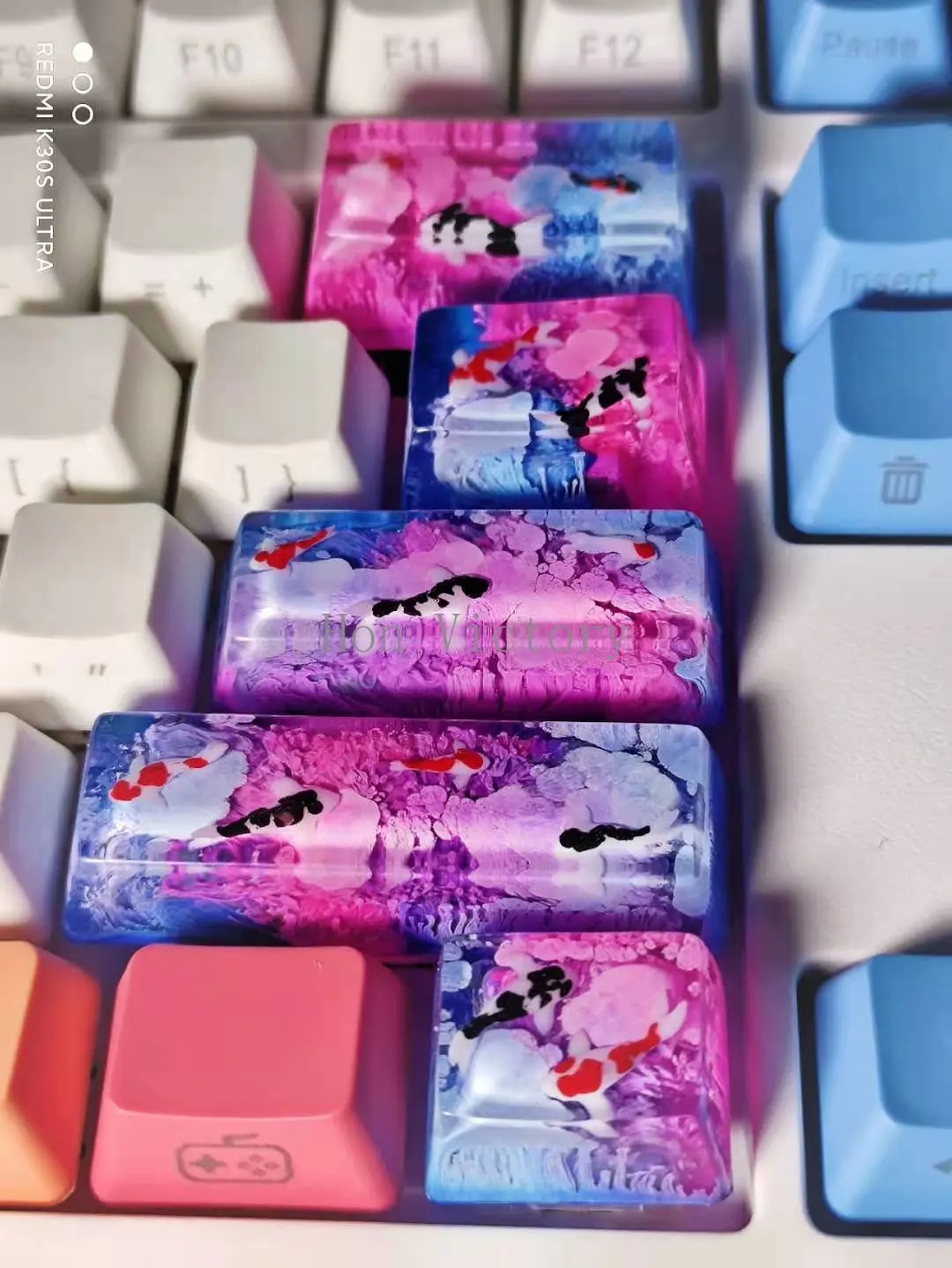 Carp Resin Keycaps DIY Handmade Backlit Keycaps for Cherry Mx Switch Mechanical Keyboard Gaming Gifts