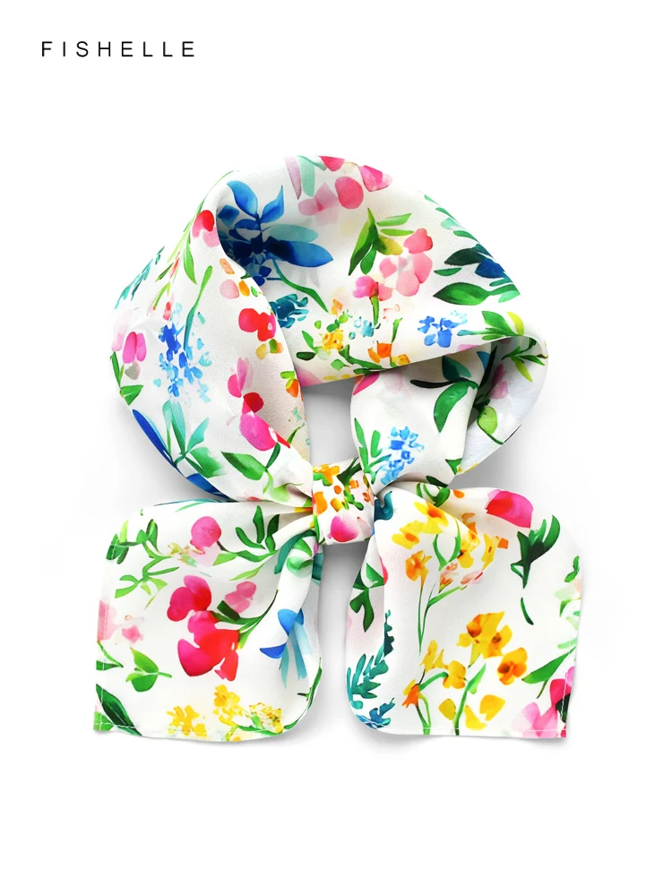 Multicolored flower100% natural silk scarves crepe de chine square scarf  hijab shawl luxury gift 62*62 women wrap neckerchief