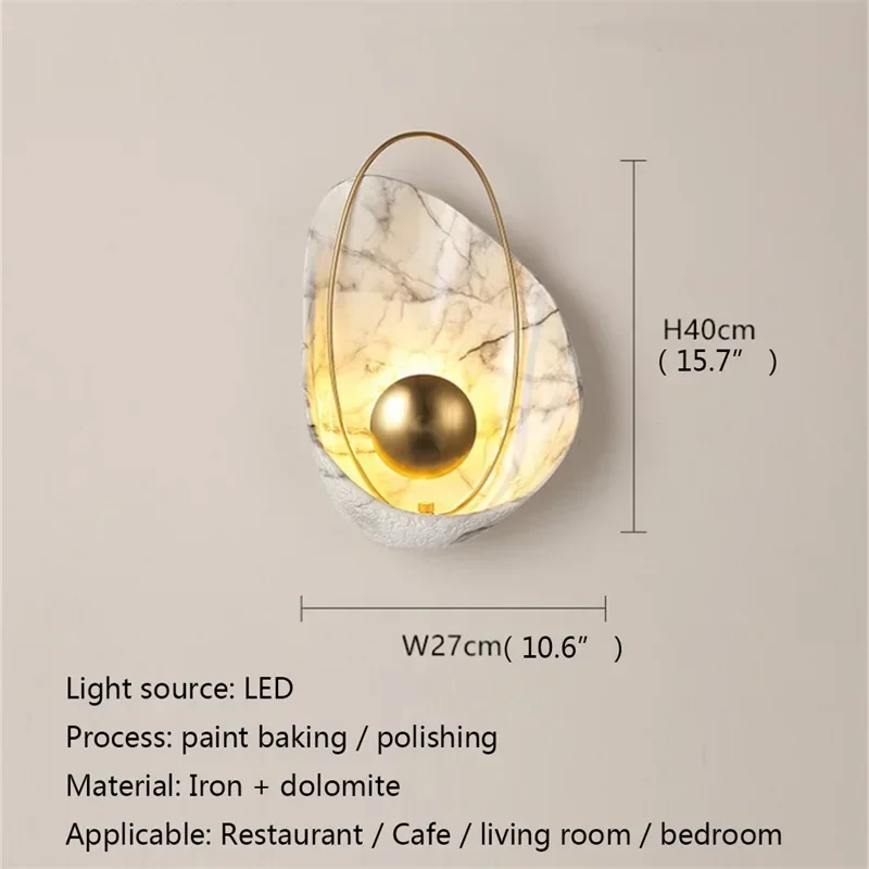 KARLOS Nordic Creative Wall Light Sconces Modern LED Lamp Pearl Shade Fixtures for Home Living Room