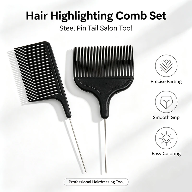 Essential Hair Salon Tools for Barbers Include Highlighting Combs, Tail Combs, Plastic Combs for Styling, And Sectioning Combs f