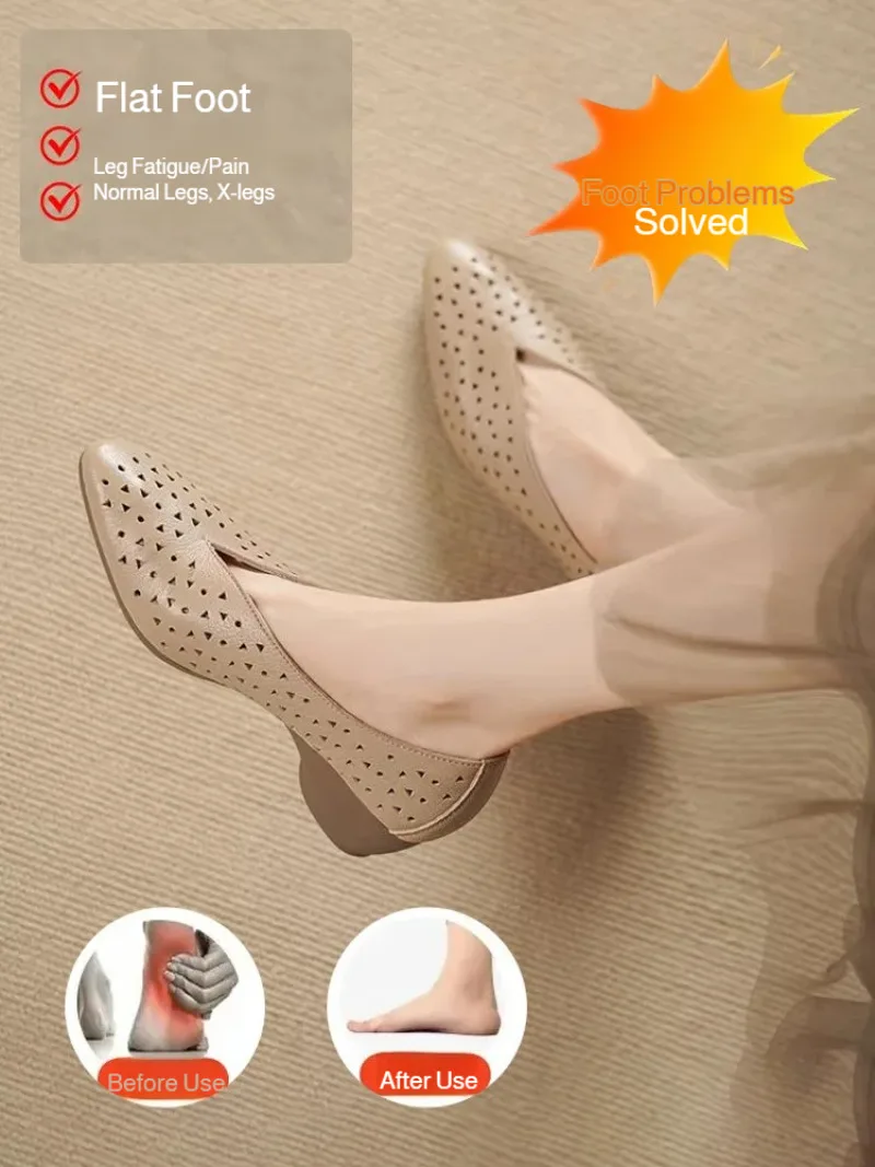 

Women's wedge heel shoes pointed toe retro hollow handmade shoes shallow wedge heel mother's shoes