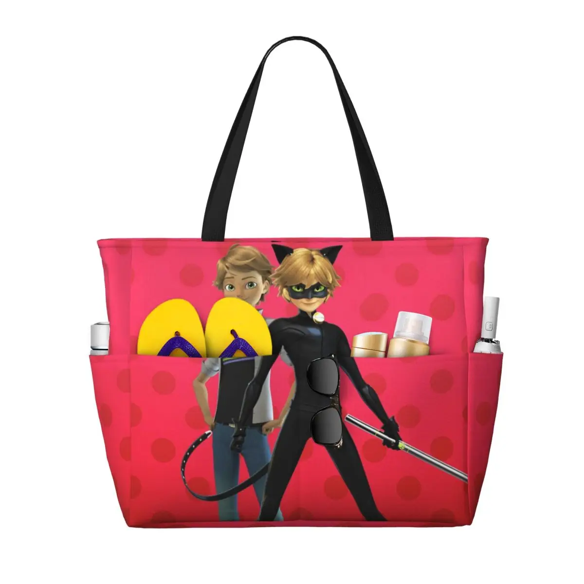 Miraculous Ladybug Large travel bagWaterproof Tote Beach Bag Large Capacity Travel Shopping bags