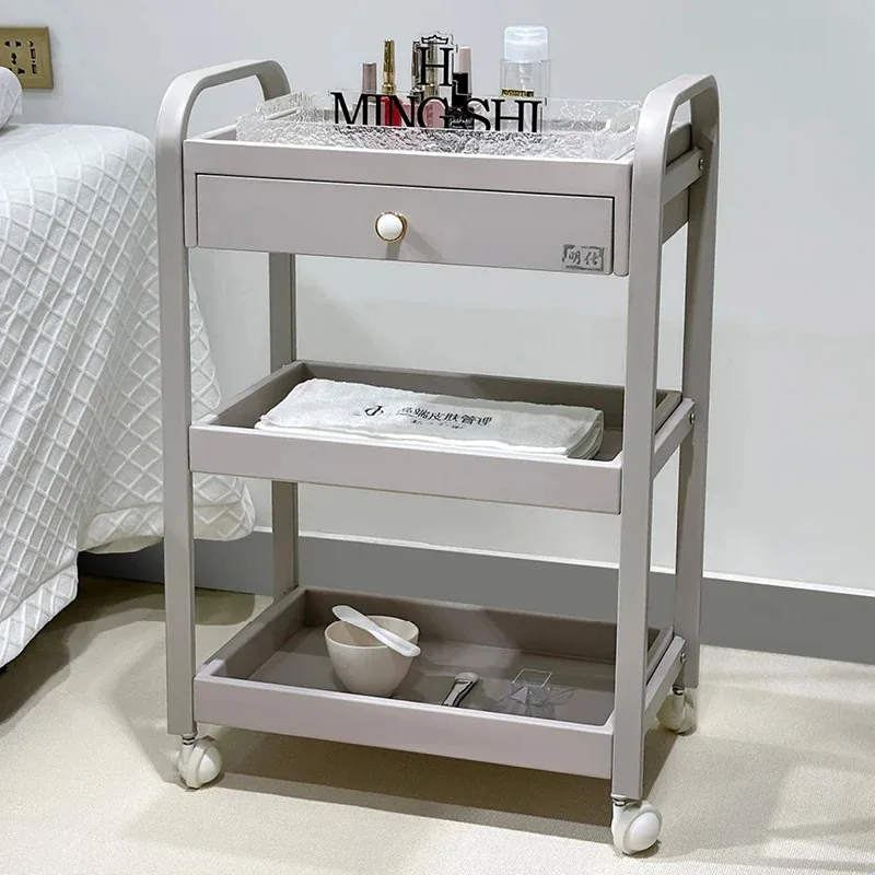 Cart Beauty Salon Trolley Utility Drawers Cosmetic Rolling Salon Trolley Medical Storage Carrito barbershop furniture GY50GP