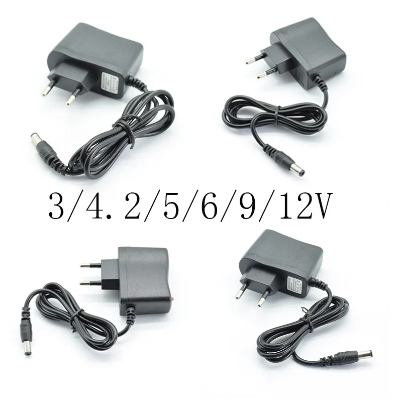 100-240V DC 3V/4.2V/5V/6V/9V/12V 1A/1000mA  Power Supply Charger EU Plug  Converter Adapter 5.5mm * 2.5mm(2.1mm) AC to DC light