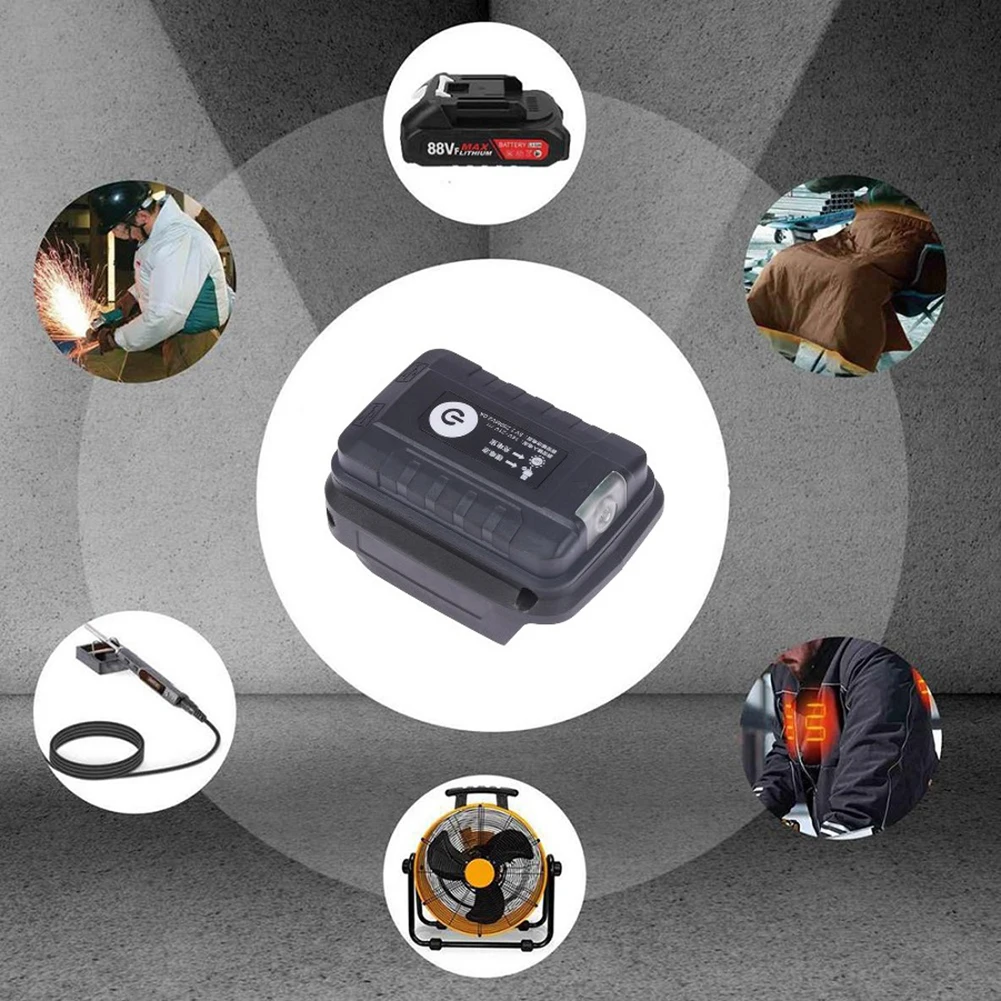 Enhance Your Power Tool Battery with LED Light Battery Adapter Dual USB Output Converter for 18V Liion Battery
