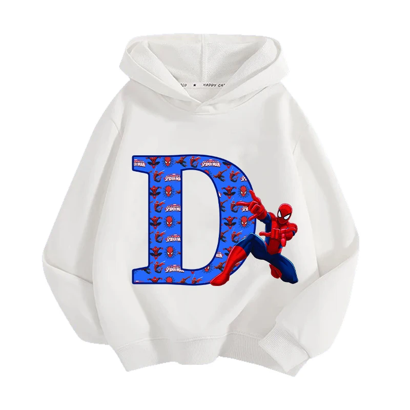 Marvels Spidermans Letter Hoodies Boys Anime Action Figures Sweatshirt Kid Winter Warm Pullover Thickening Clothes Children Gift