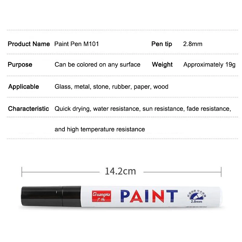 Paint Pen M101 Marker Badminton Racket Touch Up Paint Pen Diy Art Painting Graffiti Pen 2.8Mm