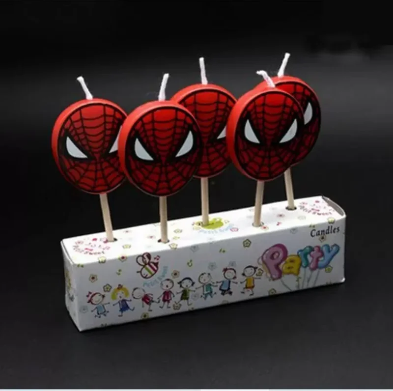 5 unids/set de velas de Marvel Spiderman, figuras de Anime, decoración para fiesta de cumpleaños para niños, velas temáticas de Hulk, regalo de ducha para niños