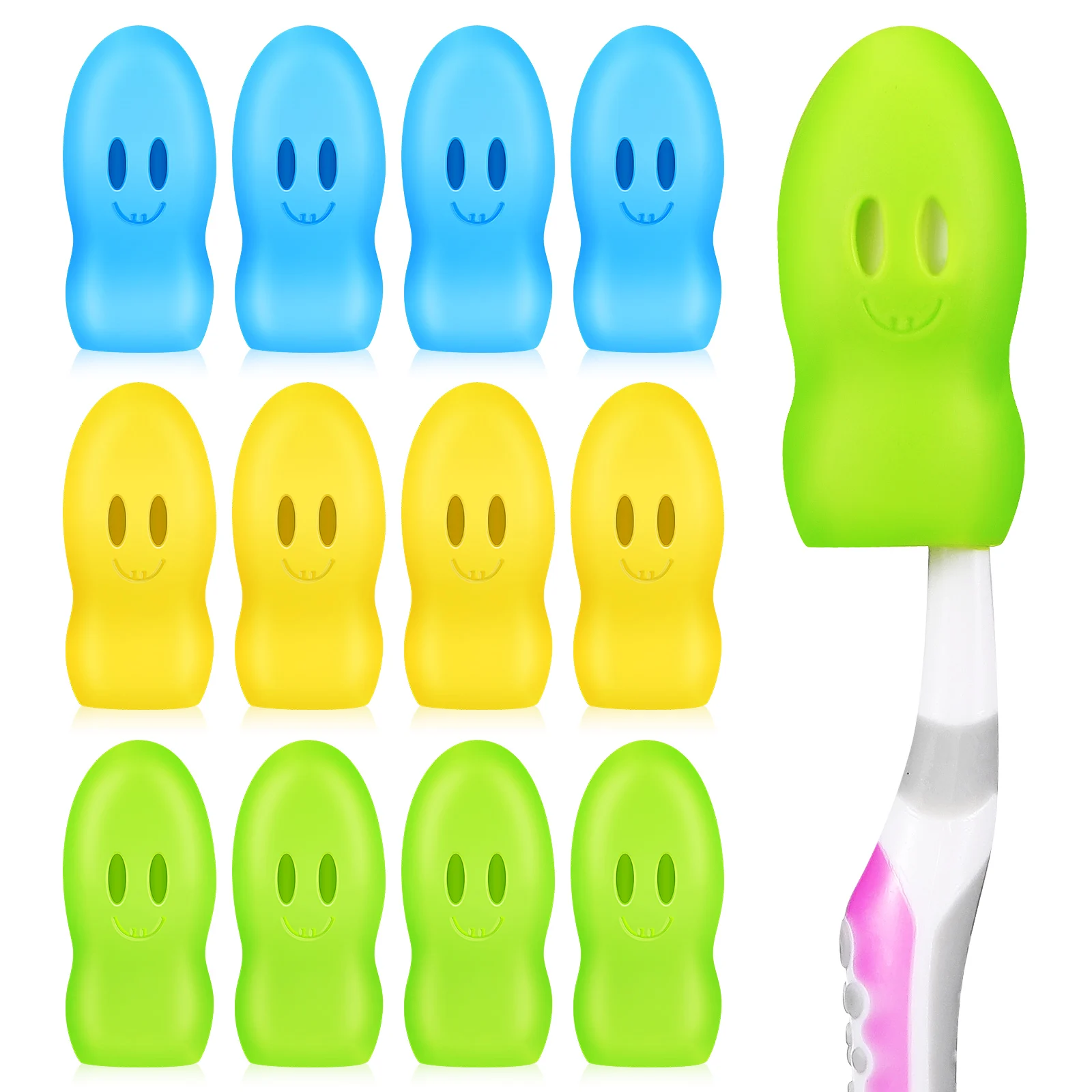 

12 Pcs Toothbrush Head Cover Protective Case Green Blue Pink White Ventilation Holes Dustproof Travel Oral Care Kit Toothbrush