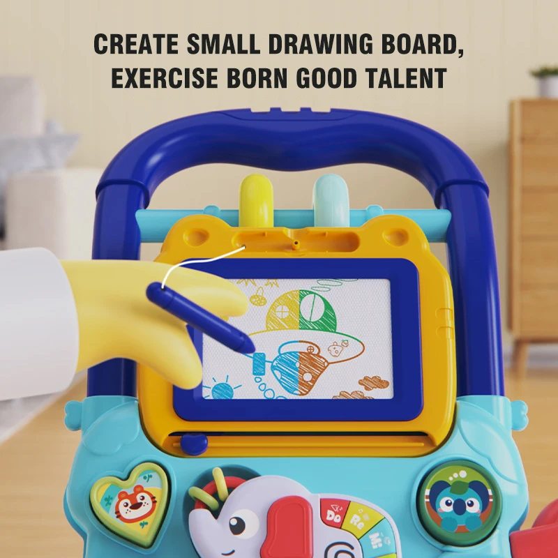 Baby Walker with Music Drawing Board 6-15Months Learning Standing Exercises and Walking Practice Stroller Children Ccartoon Toy