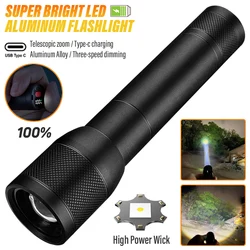 Super bright LED aluminum alloy flashlight Rechargeable torch Outdoor searchlight Portable camping light With telescopic zoom