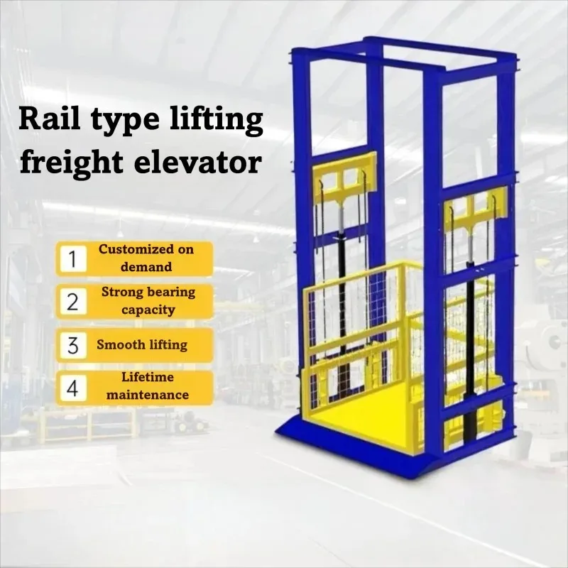 Industrial Freight Elevator Electric Hydraulic Double Guide Chain System for Warehouse Platform Indoor Outdoor Use