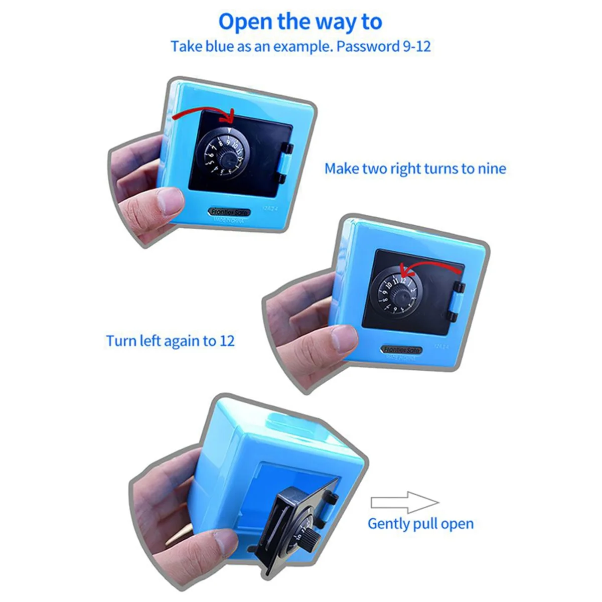 AT77 ATM Rotating Password Bank Money Box Cash Coin Saving Boxes Simulation Bank Safe Deposit Toy Children Jewelry,Blue