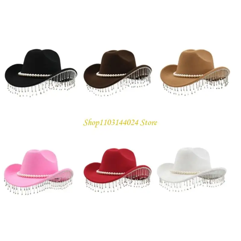 

N5KE украшенные стразами шерстяные ковбойские шляпы в стиле вестерн, дышащие и стильные для наружного и внутреннего