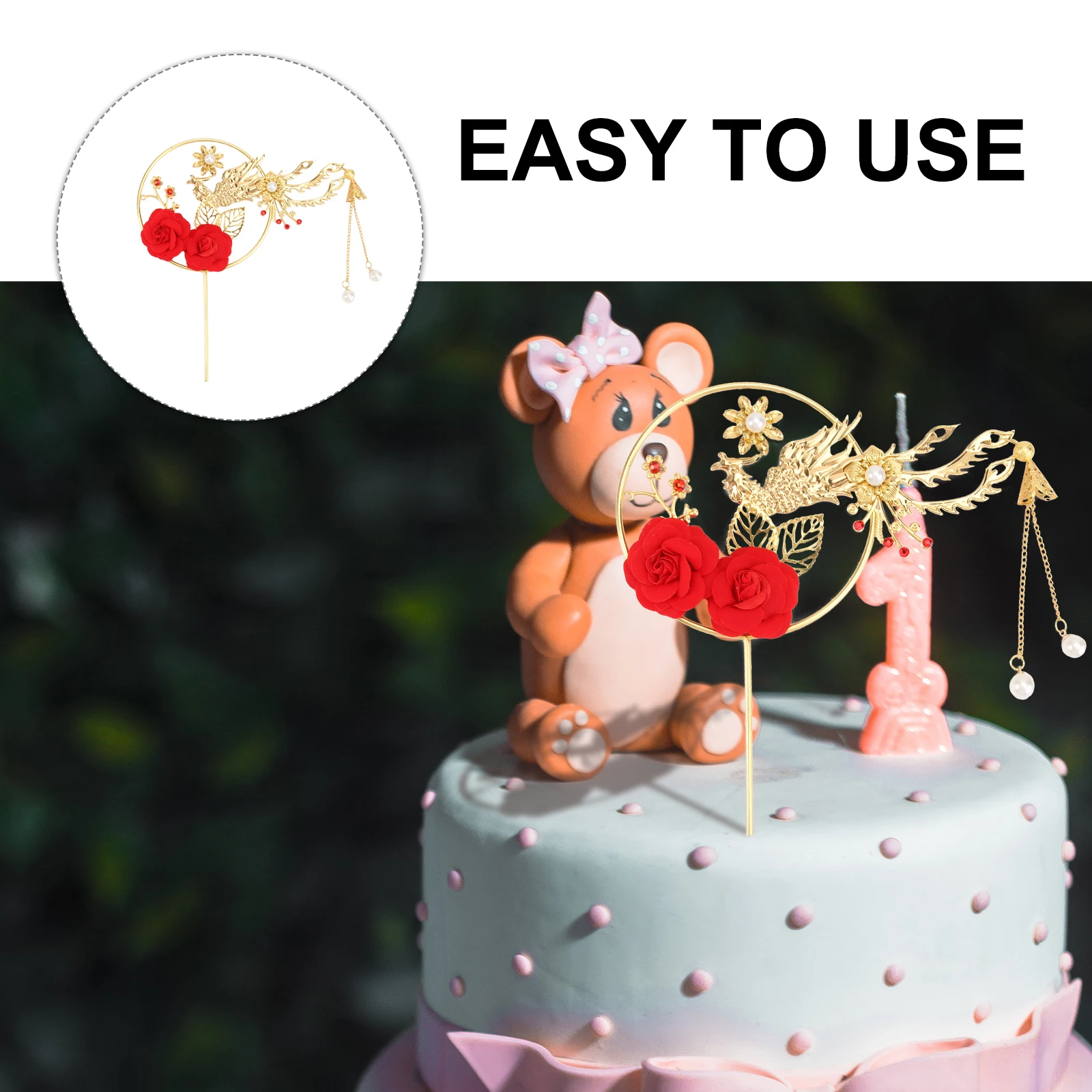 

1pc Crystal Crown Decorations Delicate Phoenix Fan Unique Cake Decoration Wedding Party Ornament Craft Fan Home Accessories