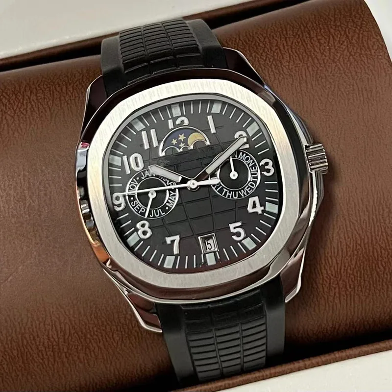2026 new day and night non working luxury automatic mechanical watch stainless steel case rubber strap men's casual watch view 3