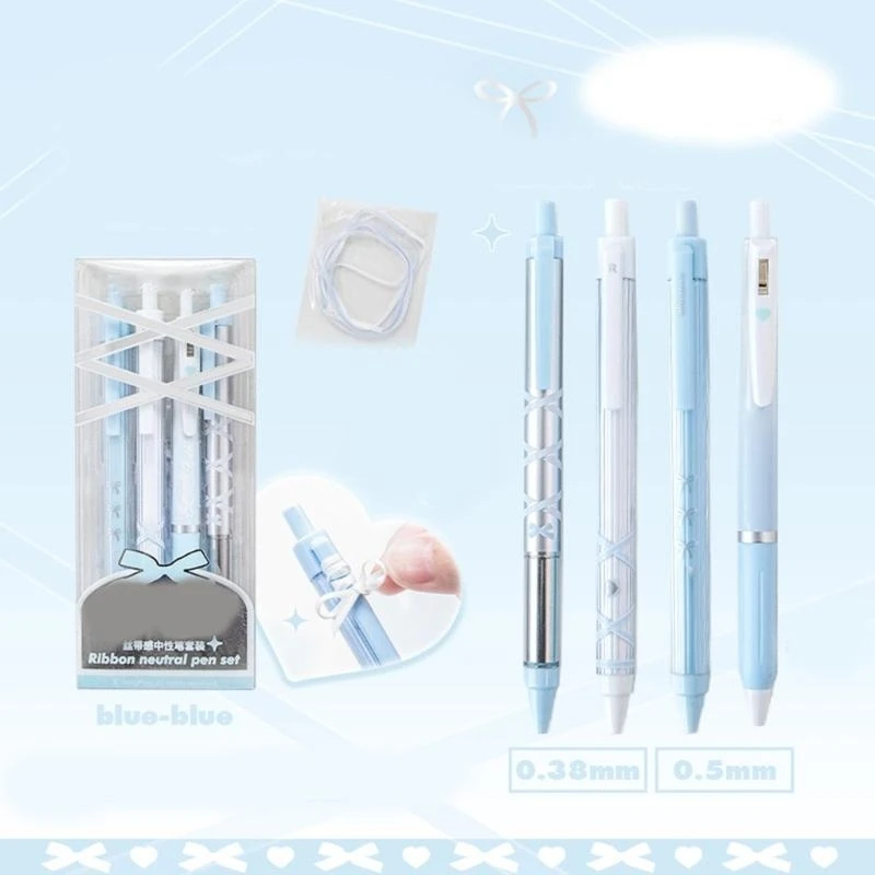 T5EA 4 PCS Ballet Strap Bows Gel Pen Press