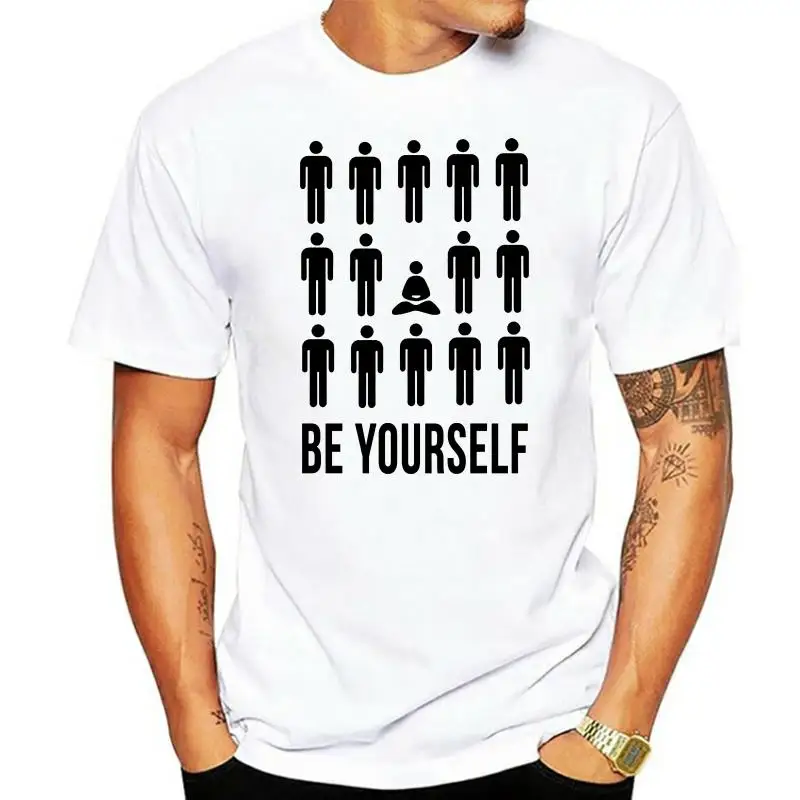 2022 Hot sale Free shipping 100% cotton Be Yourself Clever Mindful Meditation Zen Creative Outside the Box T-shirt