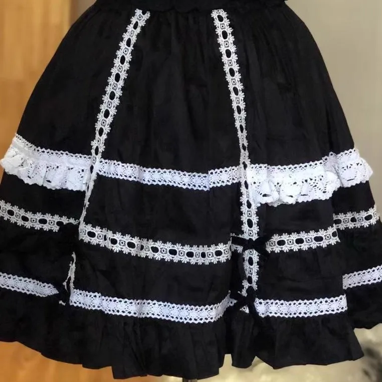 Japanese Sweet Lolita Mini Skirt Women Harajuku Kawaii Bow Lace Ruffles Party Skirts Girls Vintage Ball Gown Cake Skirts