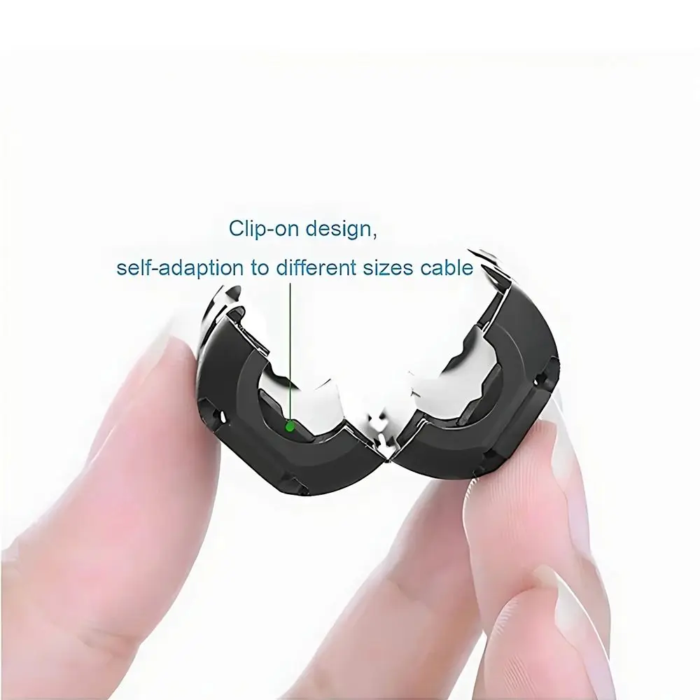 

1 шт. EMI RFI дроссельный зажим, размагничивающий фильтр, ферритовый сердечник, защелкивающийся, с защитой от помех, магнитное кольцо, шумоподавитель, съемный