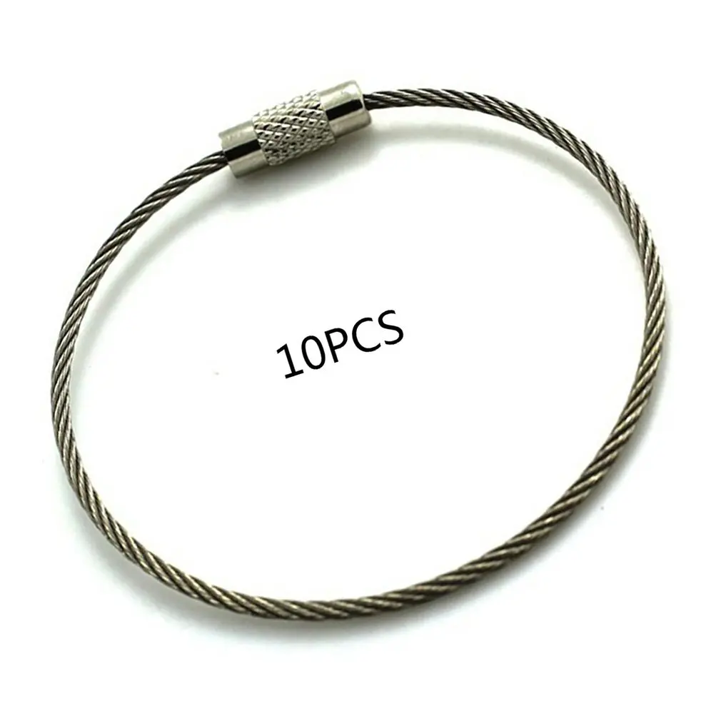 2021 NEW Stainless Steel Covered Rubber Wire Rope Wire Ring Key Ring Stainless Steel Key Ring Pan Utility Keychain