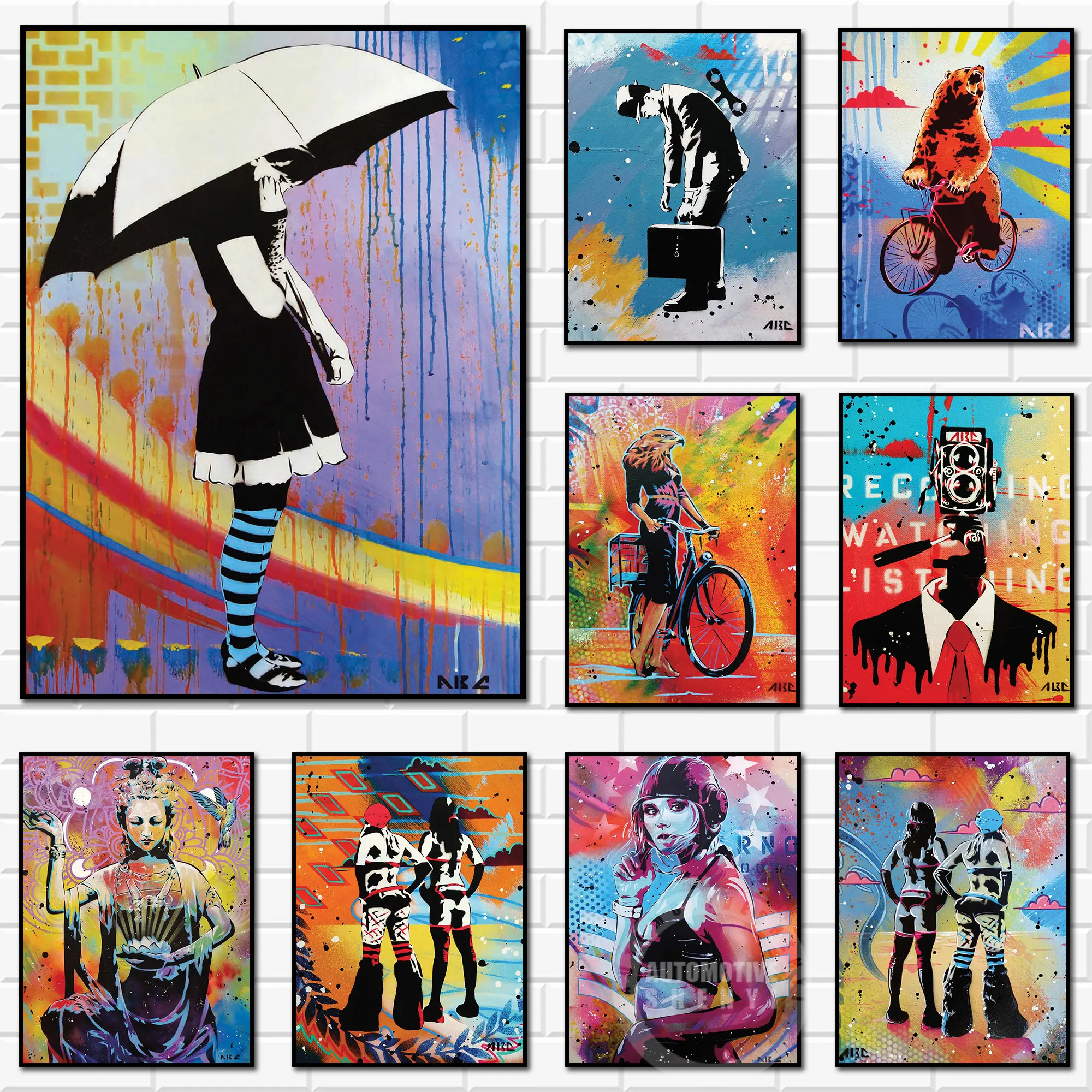 

Modern Graffiti Pop Art Waiting for the Rain Canvas Painting Print Poster Home Decor Wall Art Picture For Living Room Frameless