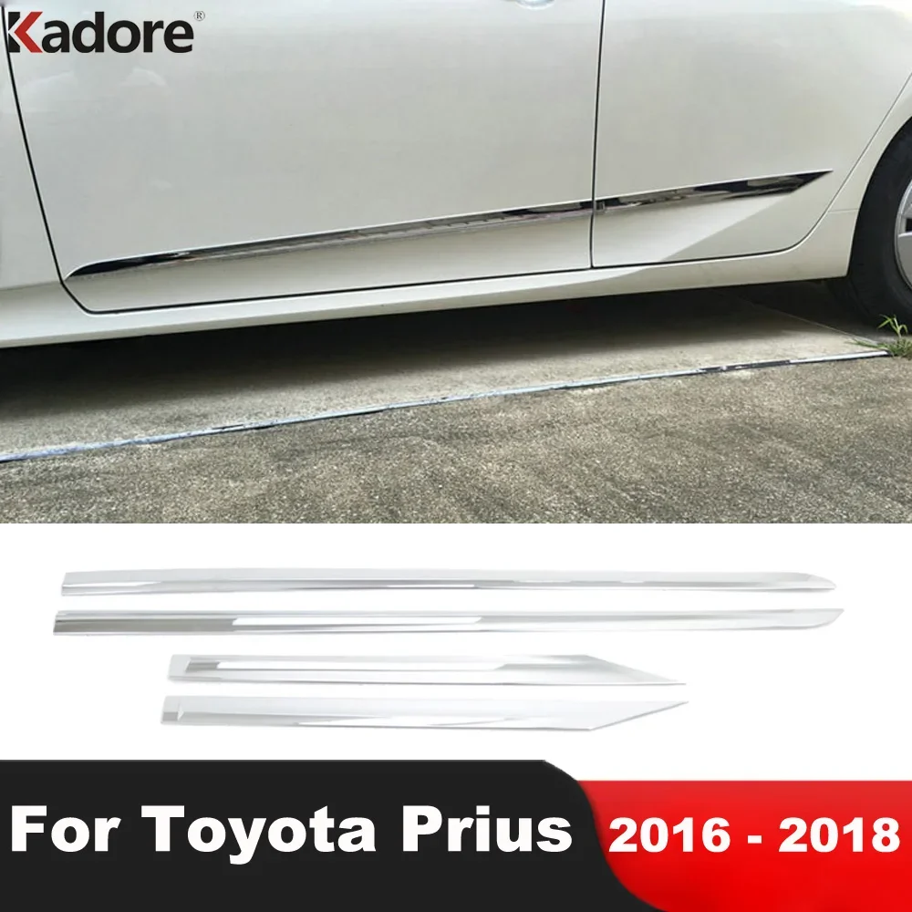 Side Door Body Trim For Toyota Prius 2016 2017 2018 Chrome Car Accessories Door Line Panel Streamer Molding Garnish Strip