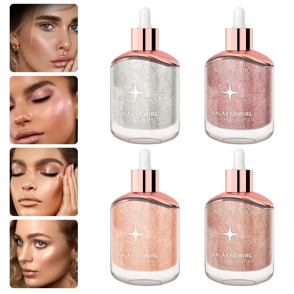 4 ألوان الوجه السائل هيغليغتر برونزي الكنتوري تسليط الضوء على السائل تألق لامع أخف Iluminador الوجه عالية ماكياج ماكيل R7P2