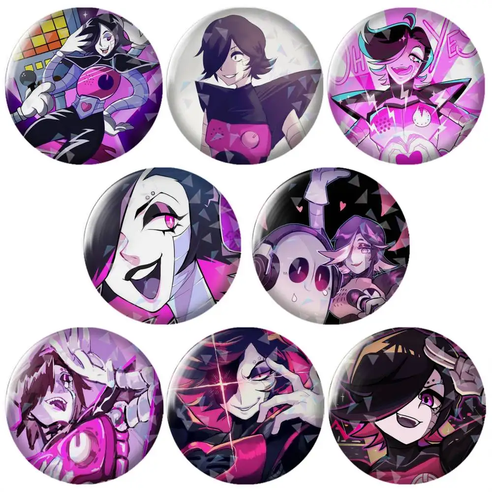 GAME Mettaton EX Anime Pillow-w Brooch Vintage Alloy Brooch Pins, Antique Style Decorative Badges for DIY Craft & Daily Ornament