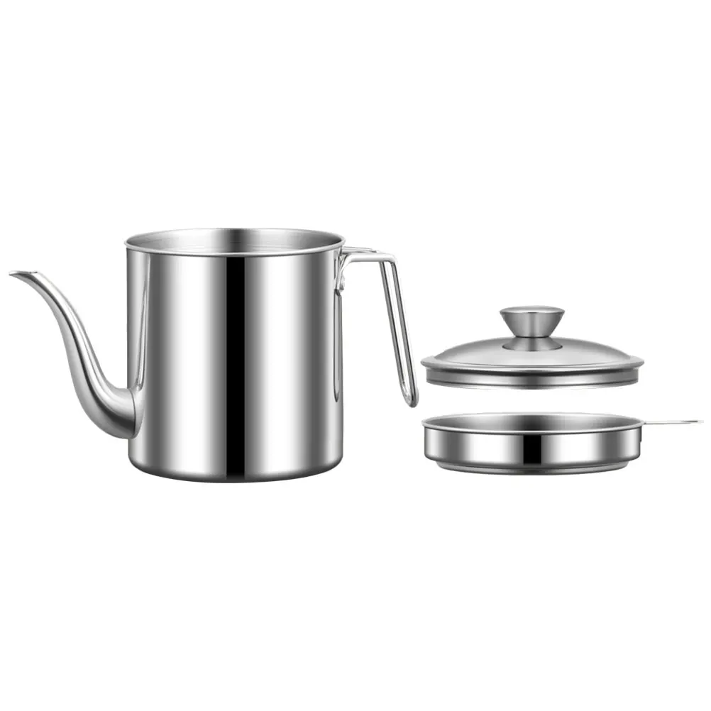 

Stainless Steel Pot Grease Container Strainer Thickened H Bacon Grease Container With Strainer for Kitchen Oil Filtering