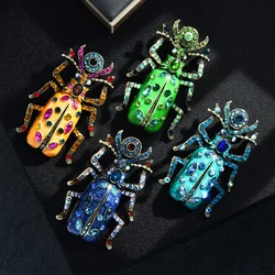 Big Crystal Beetle With BIG Coin Eye Enamel Insect Brooch 4 Colors