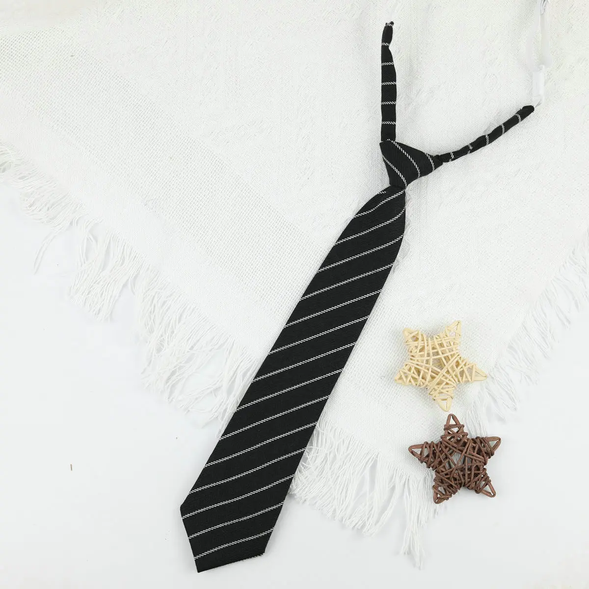 한국어 스타일 블랙 그레이 스트라이프 JK 넥타이 우아한 Bowties 숙녀 칼라 슬림 넥타이 셔츠 액세서리 선물 코튼 소프트 게으른 넥타이