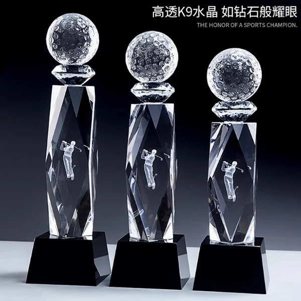 Crystal Golf Trophy Cup Total Score Net Stick Champion Farthest Nearest Distance Award Free Engraving Golf Competition Prize