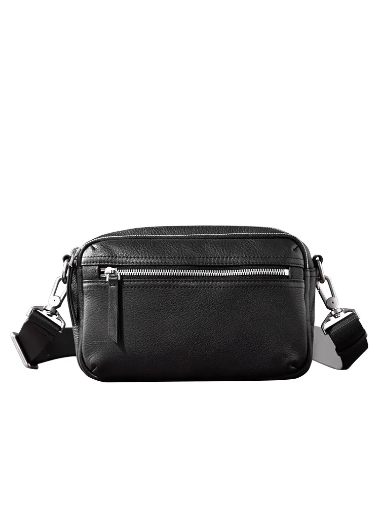 SENOFAN الرجال جلد طبيعي حقيبة كتف مفردة عادية ريترو حقيبة الهاتف جلد البقر متعددة جيب Crossbody حقائب الصدر الصغيرة