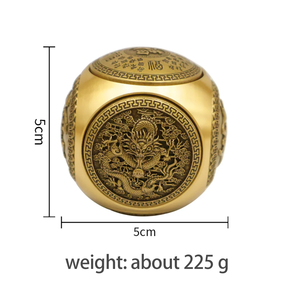 EDC Brass Dragon Dice Fidget Spinner Desk Decoration Six Sided Rotatable Lucky Decompress Copper Beads Souvenir