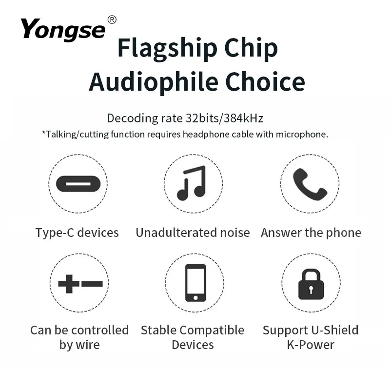 YONGSE Y01 Type C to 3.5mm /4.4mm USB Chip CX31993 CX31988 Earphone Amplifie Digital Decoder Cable OTG Adapter Connector Android