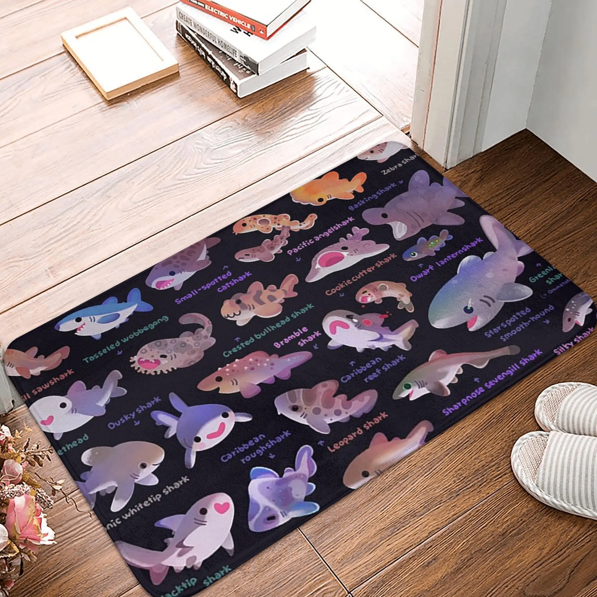 Shark day 2 - name or bright bg version Anti-slip Doormat Floor Mat  Rug for Kitchen Entrance Home Living room Footpad Mats